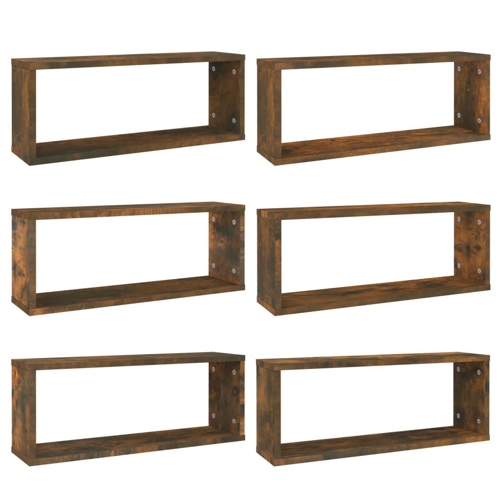 Étagères murales cube 6 pcs Chêne fumé 60x15x23 cm Bois - XIOS