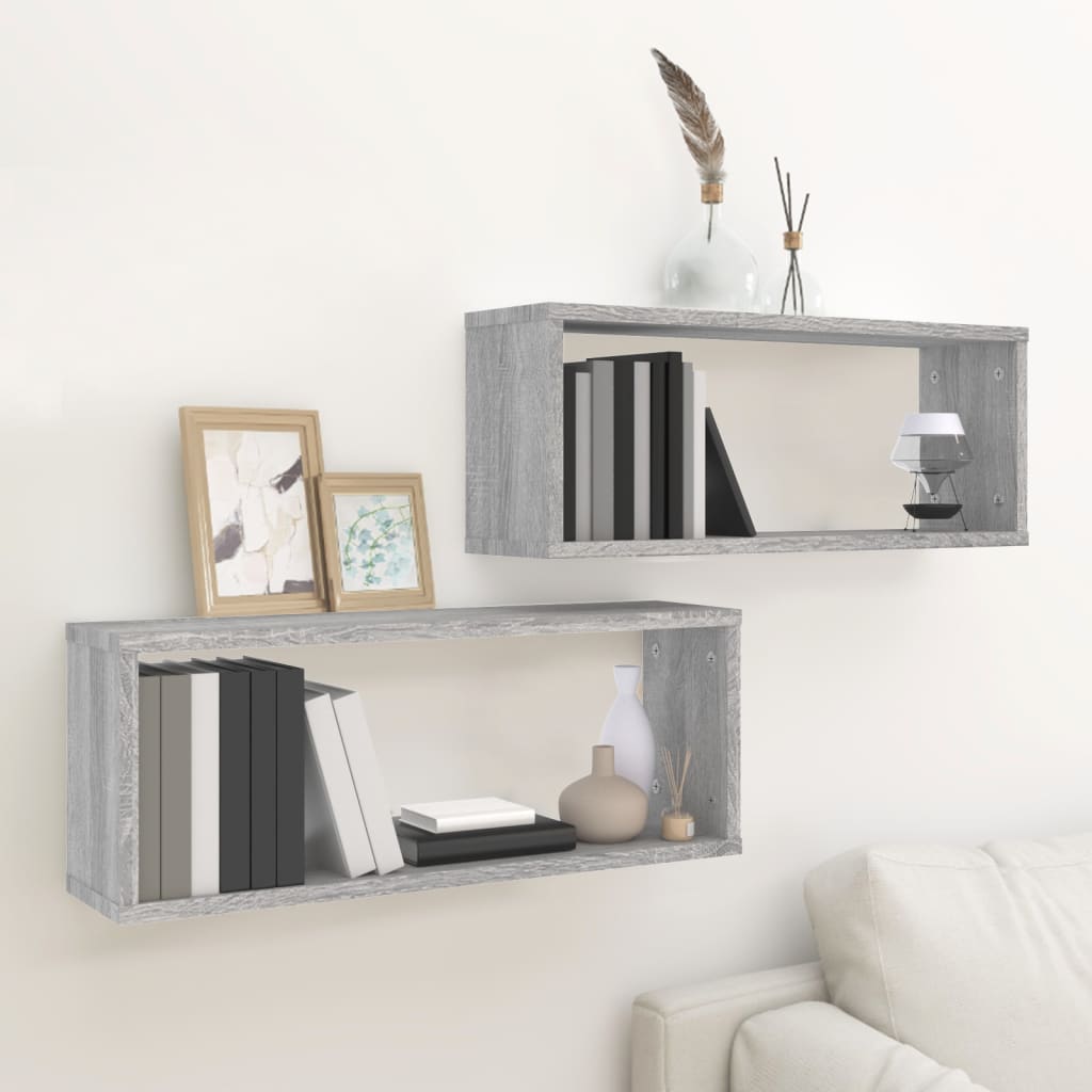 Étagères murales cube 2 pcs Sonoma gris 60x15x23 cm Bois - XIOS