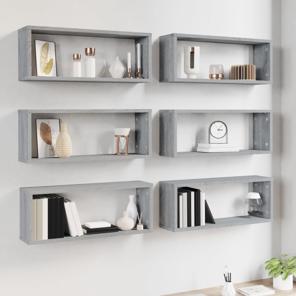 Étagères murales cube 6 pcs Sonoma gris 60x15x23 cm Bois - XIOS