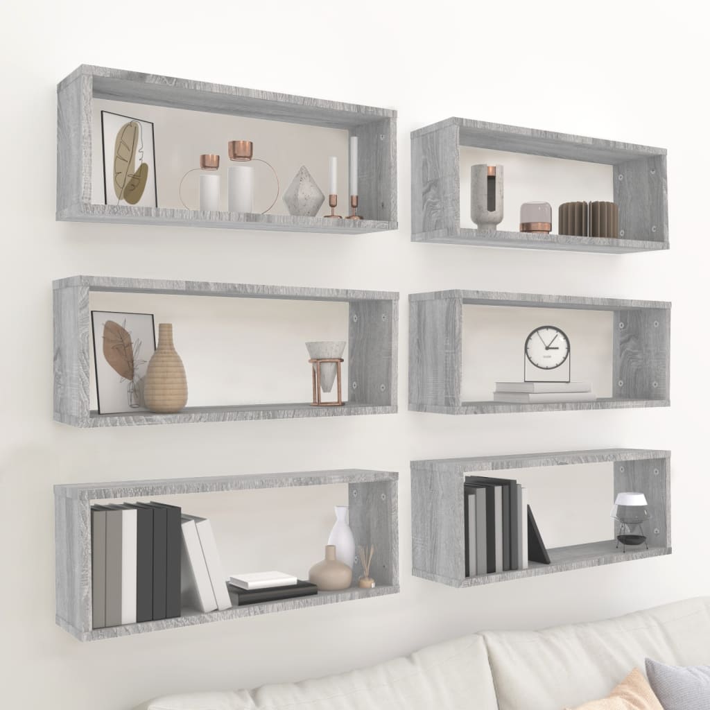 Étagères murales cube 6 pcs Sonoma gris 60x15x23 cm Bois - XIOS