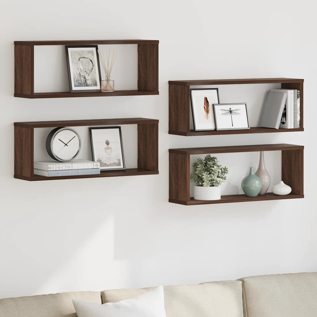 Étagères murales cube 4 pcs Chêne marron Bois d’ingénierie - XIOS