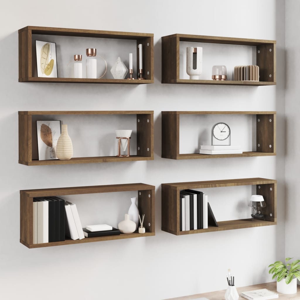 Étagères murales cube 6 pcs Chêne marron Bois d’ingénierie - XIOS