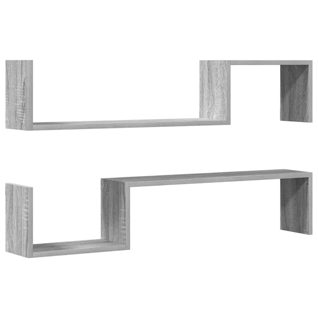 Étagères murales 2pcs Sonoma gris 100x15x20cm Bois d’ingénierie - XIOS