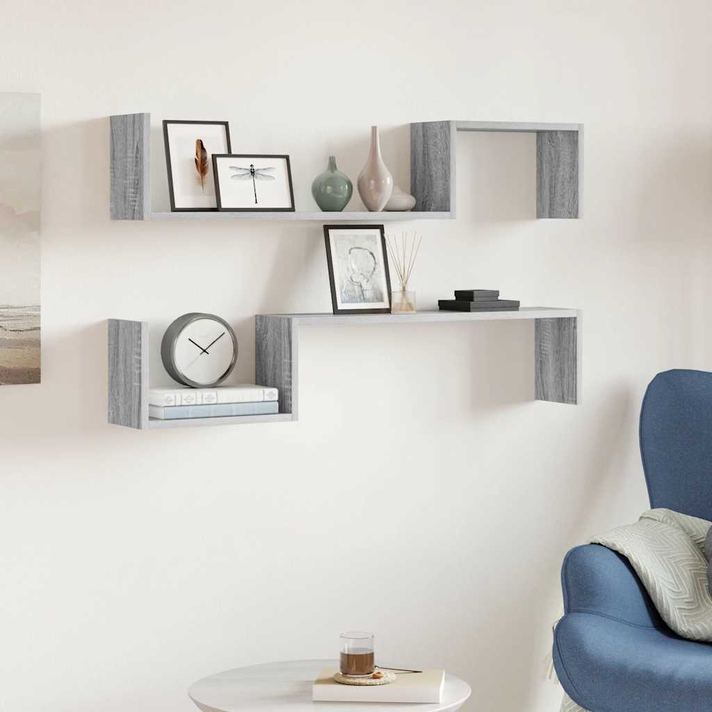 Étagères murales 2pcs Sonoma gris 100x15x20cm Bois d’ingénierie - XIOS