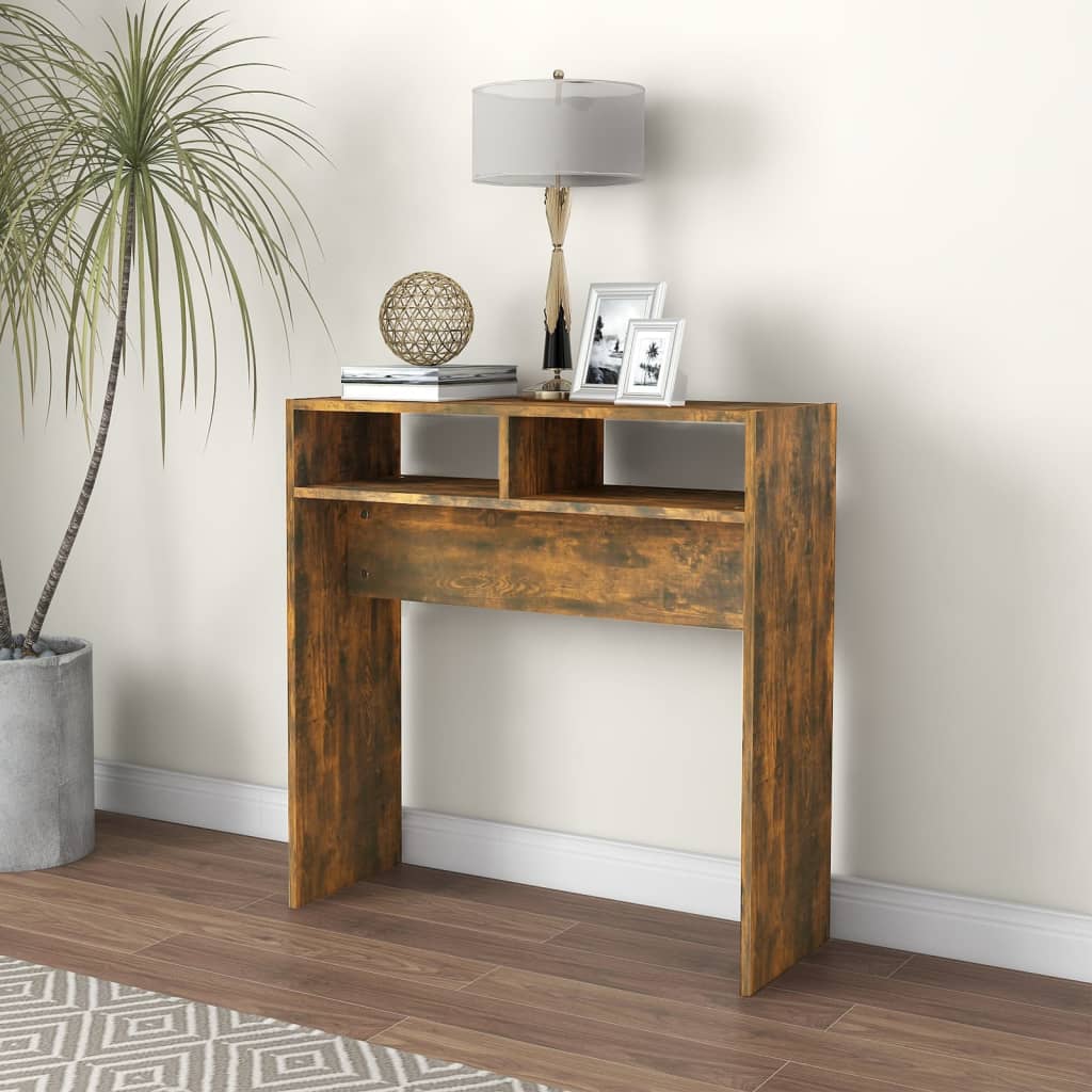 Table console Chêne fumé 78x30x80 cm Bois d'ingénierie - XIOS
