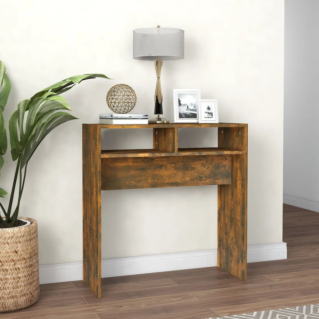 Table console Chêne fumé 78x30x80 cm Bois d'ingénierie - XIOS