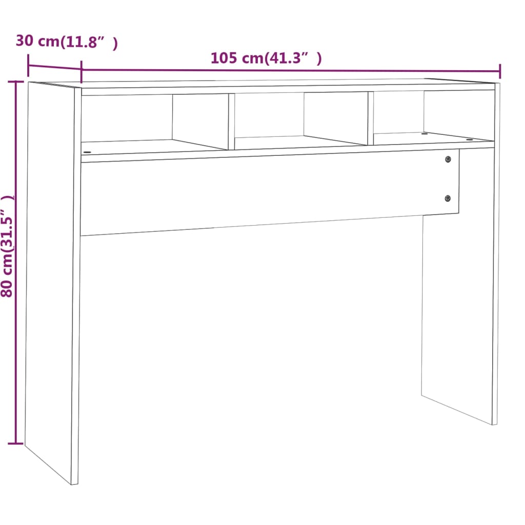 Table console Chêne fumé 105x30x80 cm Bois d'ingénierie - XIOS