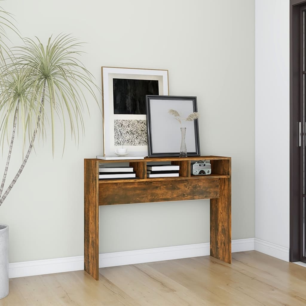 Table console Chêne fumé 105x30x80 cm Bois d'ingénierie - XIOS