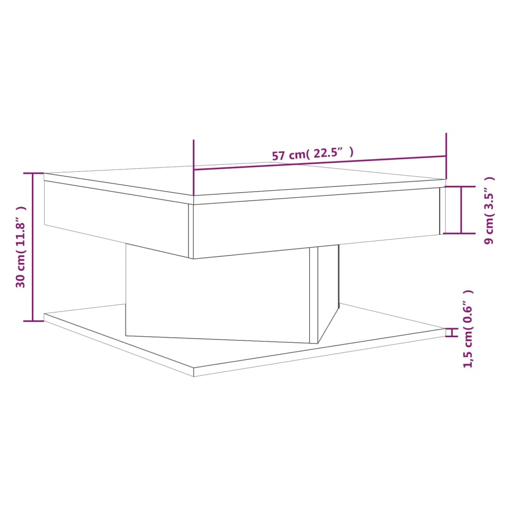 Table basse Sonoma gris 57x57x30 cm Bois d'ingénierie - XIOS