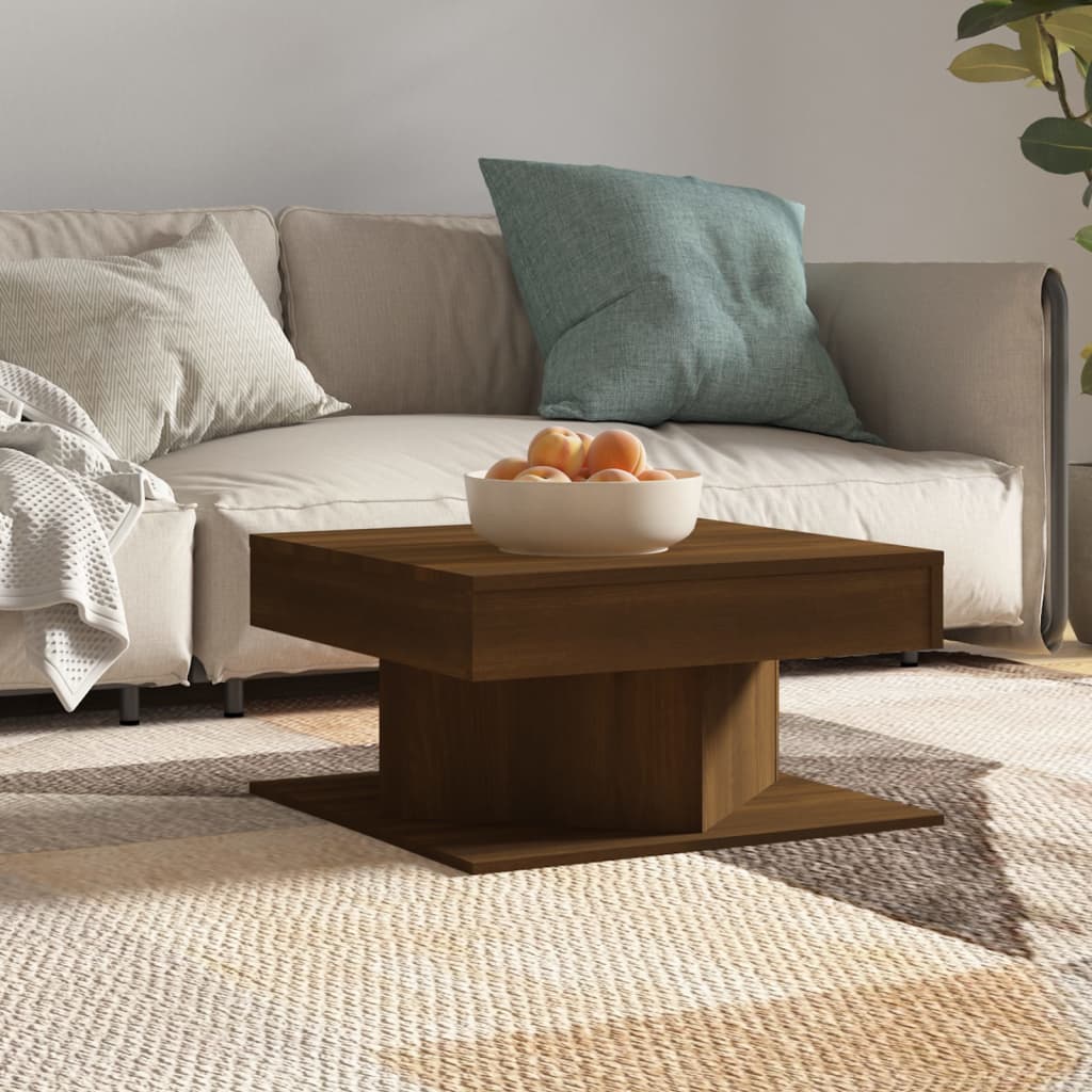 Table basse Chêne marron 57x57x30 cm Bois d'ingénierie - XIOS