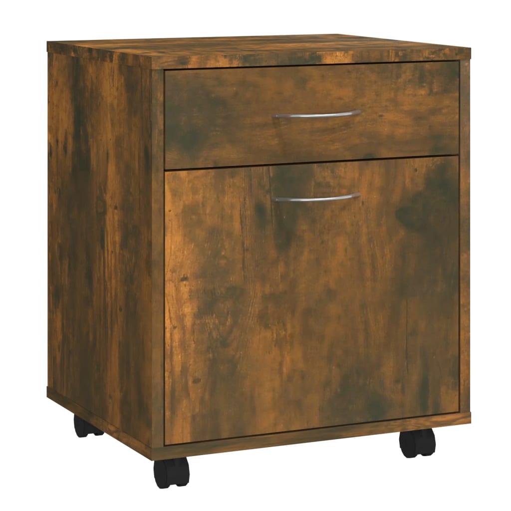 Armoire roulante Chêne fumé 45x38x54 cm Bois d'ingénierie