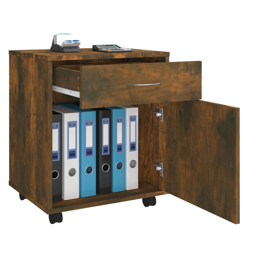 Armoire roulante Chêne fumé 45x38x54 cm Bois d'ingénierie