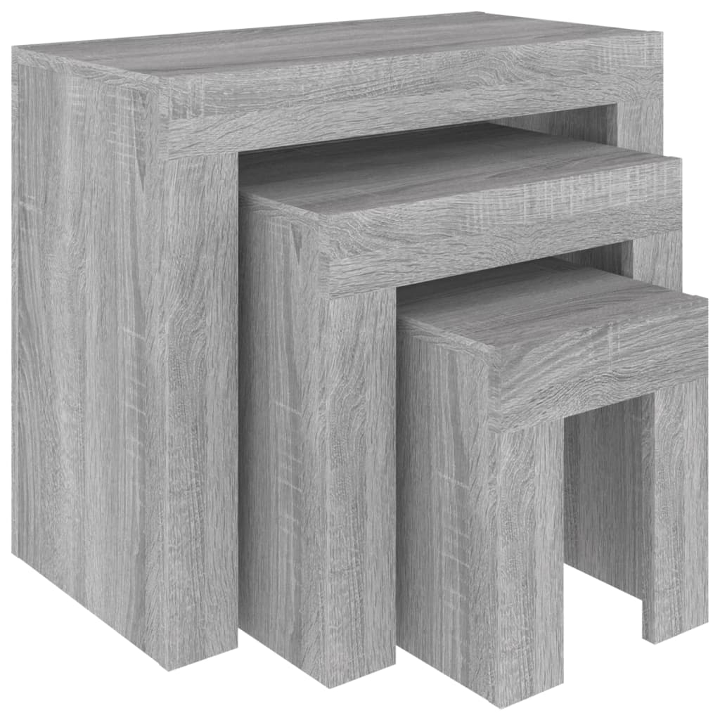 Tables basses gigognes 3 pcs sonoma gris bois d'ingénierie XIOS