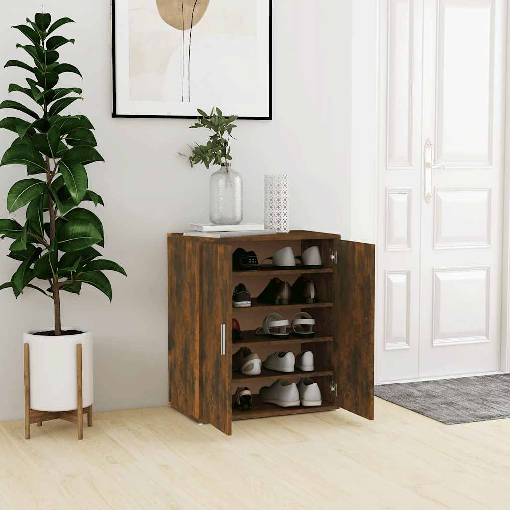 Meuble à chaussures Chêne fumé 60x35x70 cm Bois d'ingénierie - XIOS