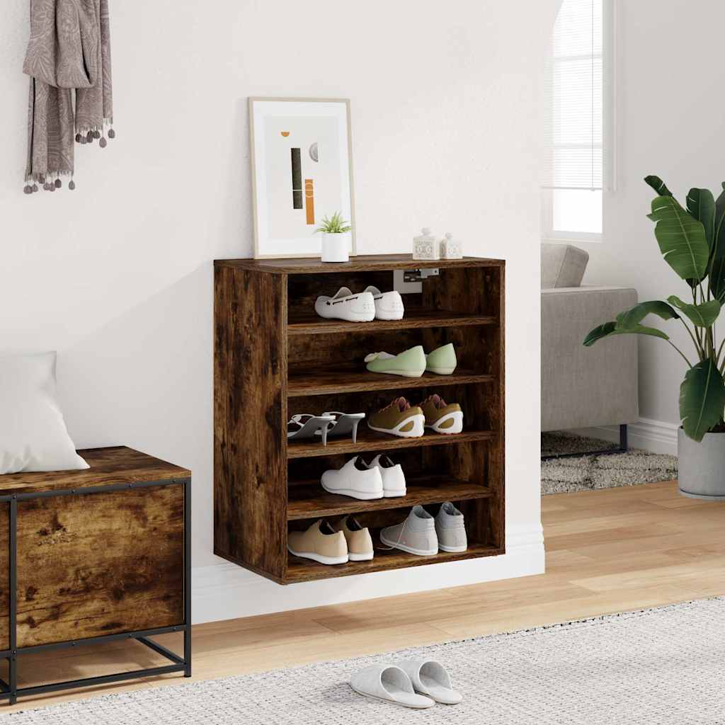 Meuble à chaussures Chêne fumé 60x35x70 cm Bois d'ingénierie - XIOS