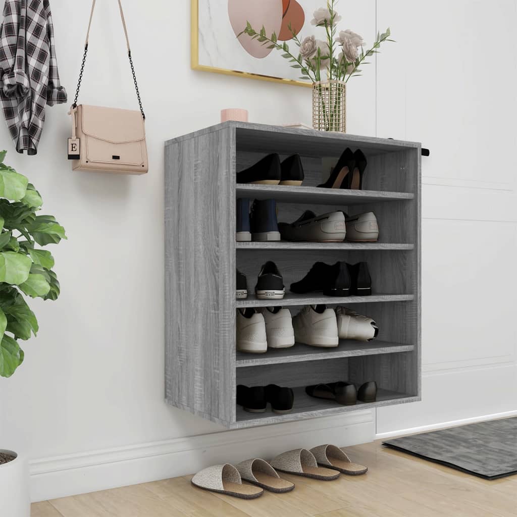 Meuble à chaussures Sonoma gris 60x35x70 cm Bois d'ingénierie - XIOS
