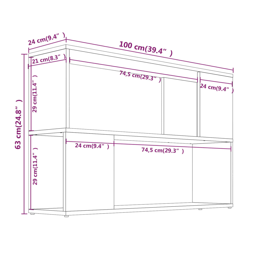 Bibliothèque Chêne fumé 100x24x63 cm Bois d'ingénierie - XIOS