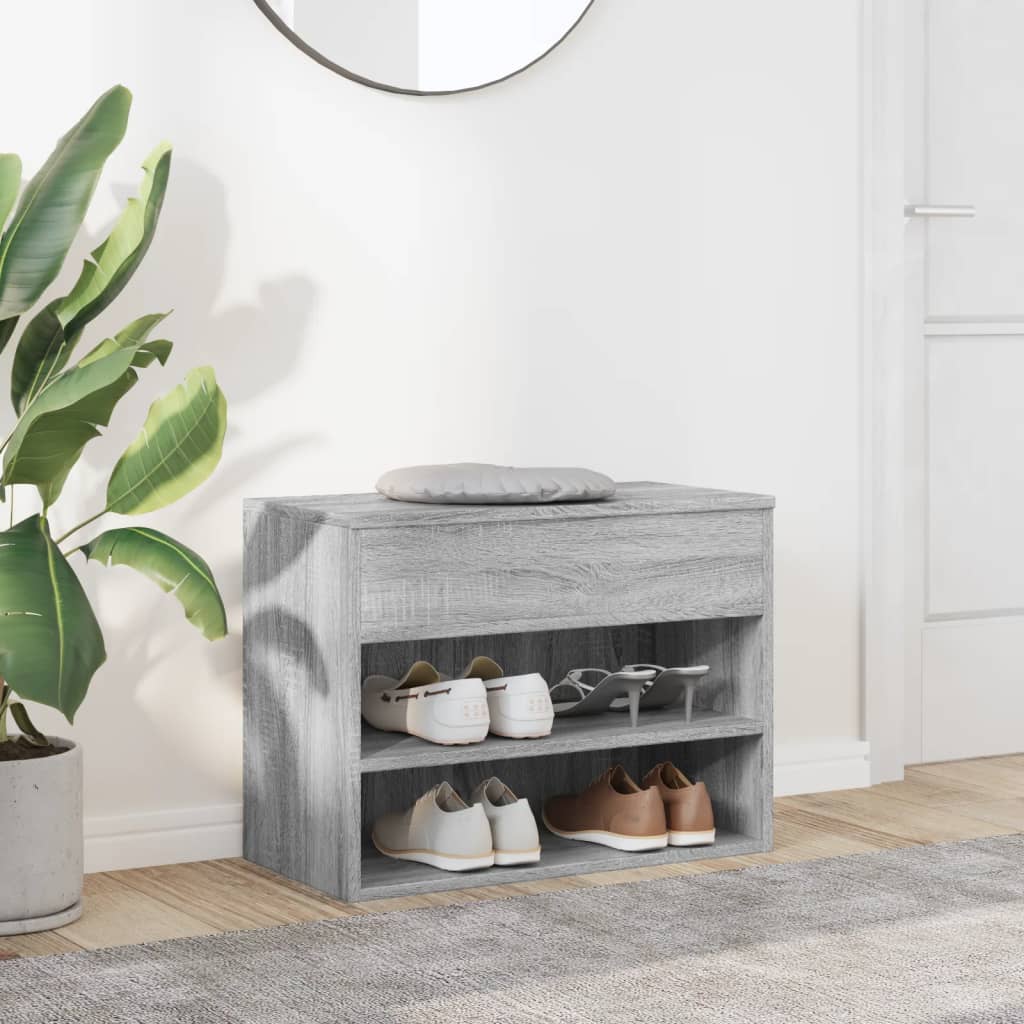 Banc à chaussures Sonoma gris 60x30x45 cm Bois d'ingénierie - XIOS
