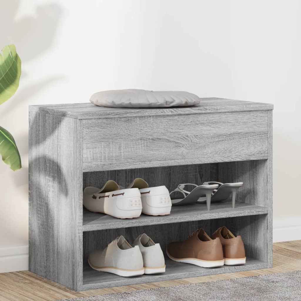 Banc à chaussures Sonoma gris 60x30x45 cm Bois d'ingénierie - XIOS