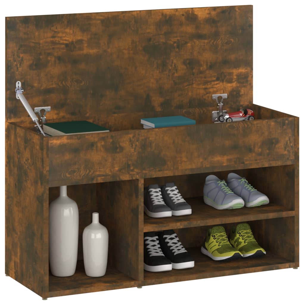 Banc à chaussures Chêne fumé 80x30x45 cm Bois d'ingénierie - XIOS