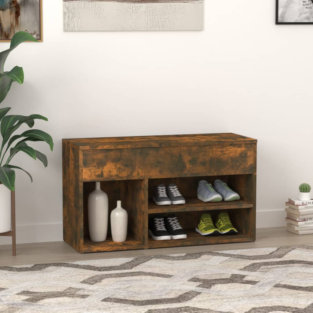 Banc à chaussures Chêne fumé 80x30x45 cm Bois d'ingénierie - XIOS