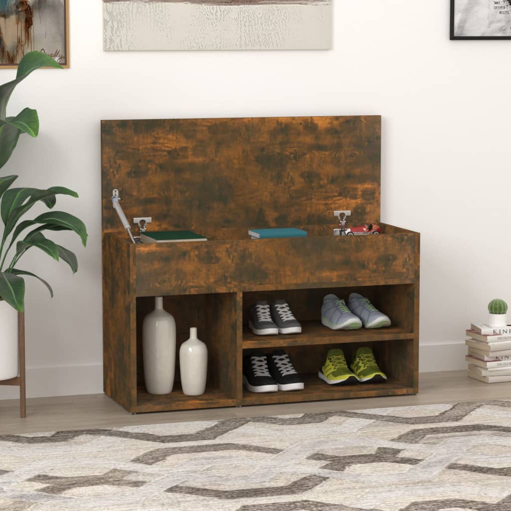 Banc à chaussures Chêne fumé 80x30x45 cm Bois d'ingénierie - XIOS