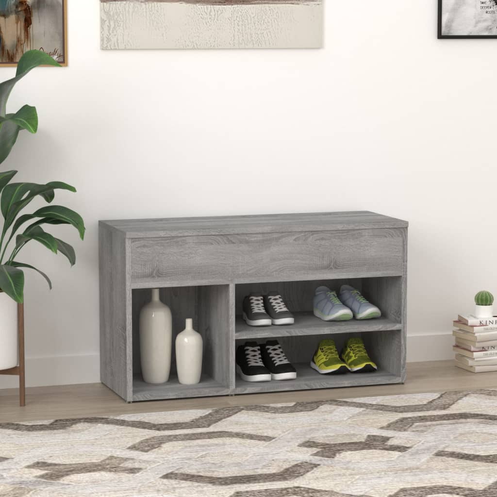 Banc à chaussures Sonoma gris 80x30x45 cm Bois d'ingénierie - XIOS