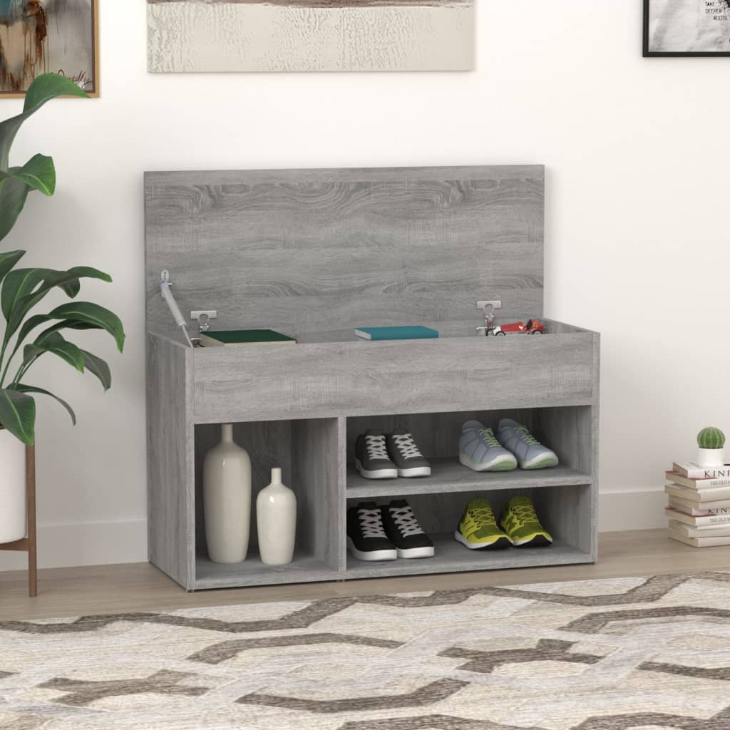Banc à chaussures Sonoma gris 80x30x45 cm Bois d'ingénierie - XIOS