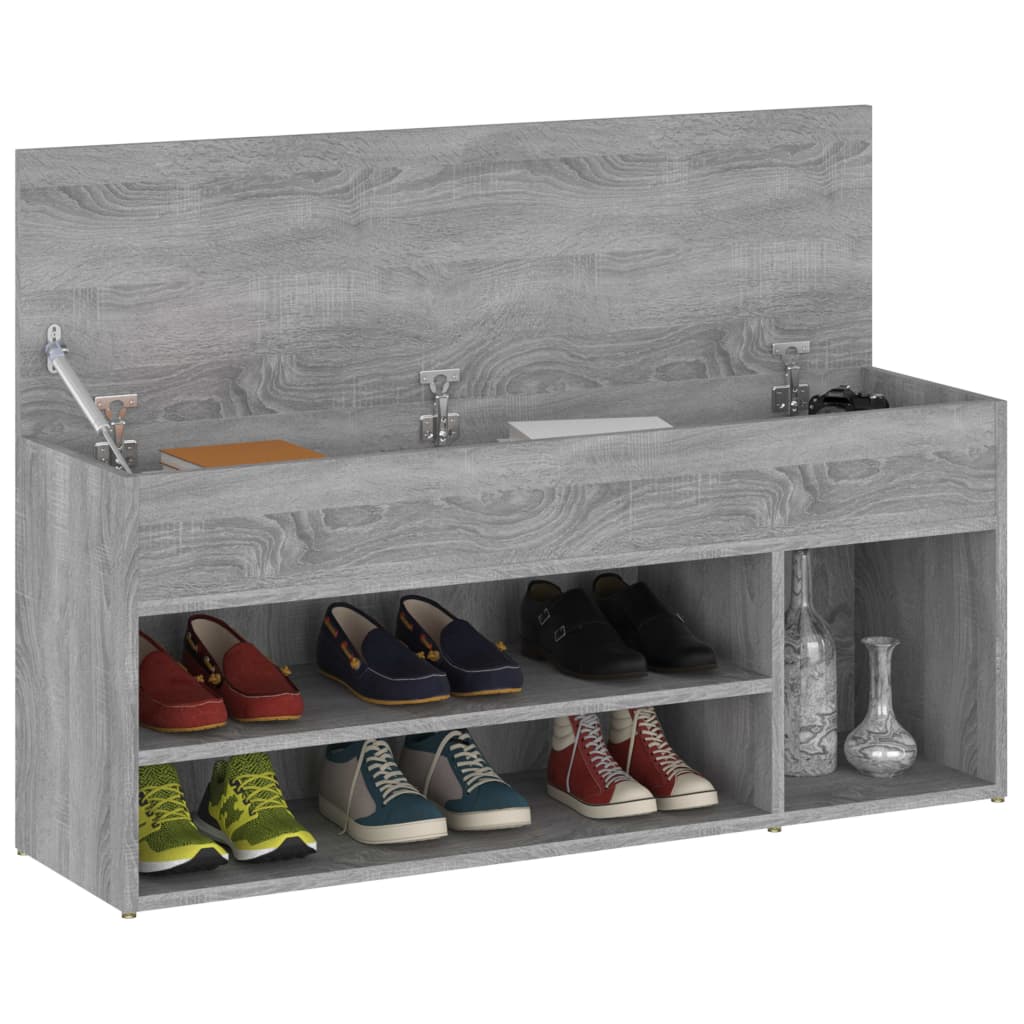 Banc à chaussures Sonoma gris 105x30x45 cm Bois d'ingénierie - XIOS