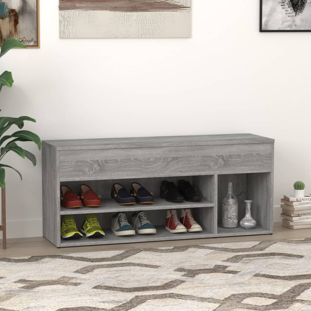 Banc à chaussures Sonoma gris 105x30x45 cm Bois d'ingénierie - XIOS