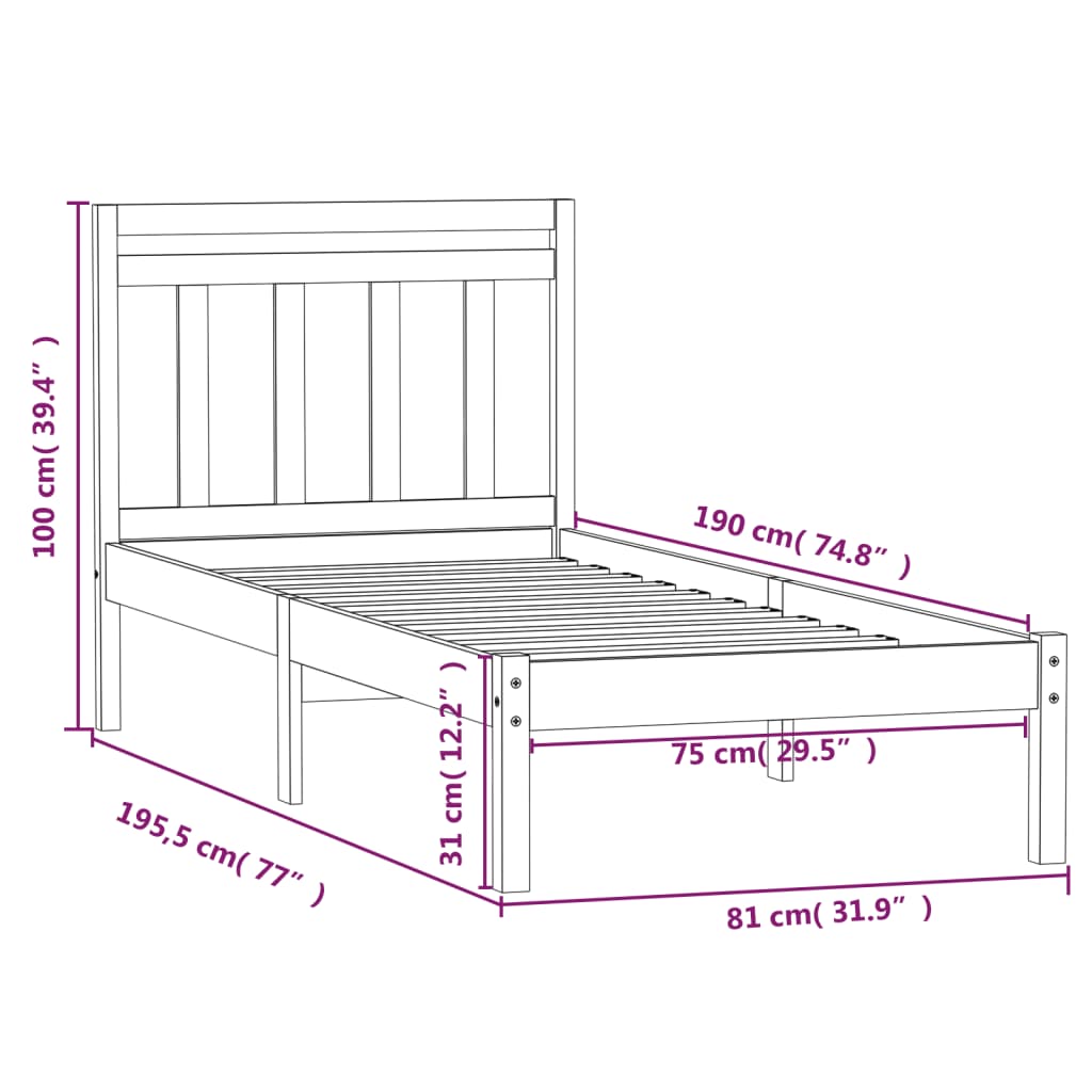 Cadre de lit sans matelas bois massif - XIOS