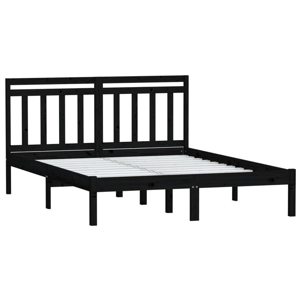 Cadre de lit sans matelas noir bois massif 140x190 cm - XIOS