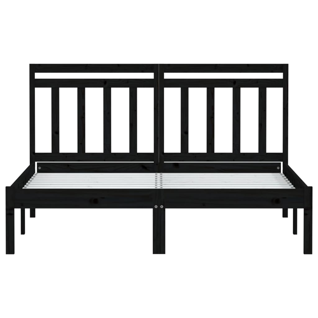 Cadre de lit sans matelas noir bois massif 140x190 cm - XIOS
