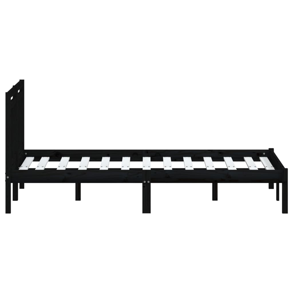 Cadre de lit sans matelas noir bois massif 140x190 cm - XIOS