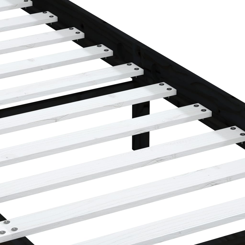 Cadre de lit sans matelas noir bois massif 140x190 cm - XIOS