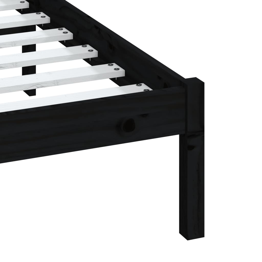 Cadre de lit sans matelas noir bois massif 140x190 cm - XIOS