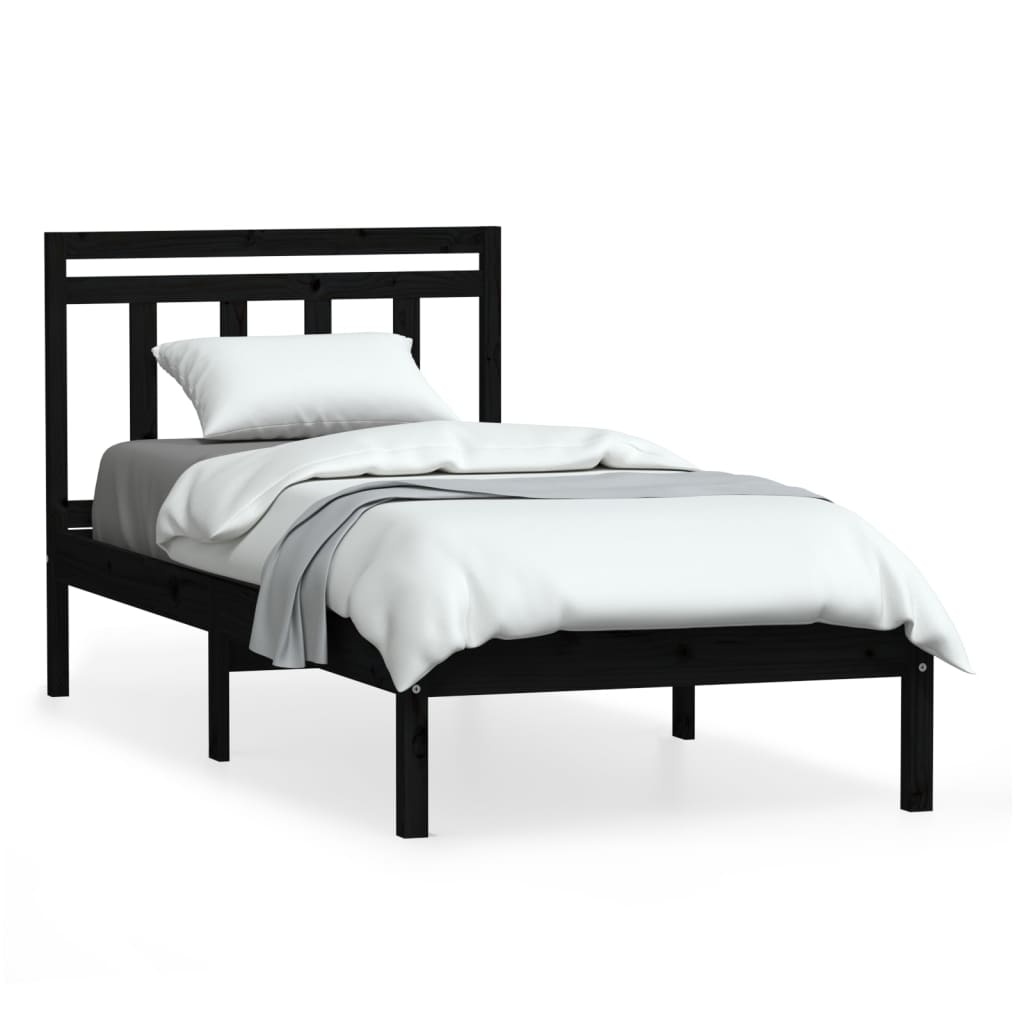 Cadre de lit sans matelas noir bois massif 100x200 cm - XIOS