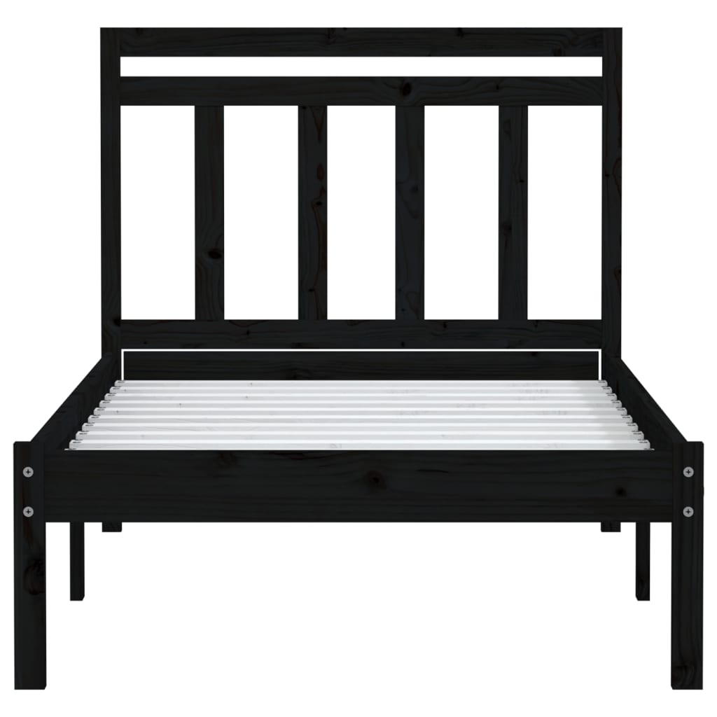 Cadre de lit sans matelas noir bois massif 100x200 cm - XIOS