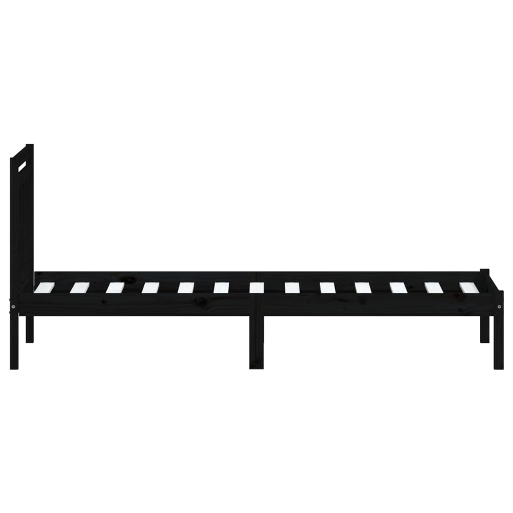Cadre de lit sans matelas noir bois massif 100x200 cm - XIOS