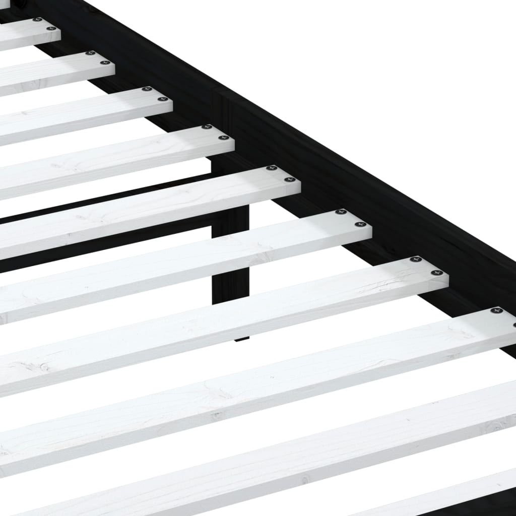 Cadre de lit sans matelas noir bois massif 100x200 cm - XIOS
