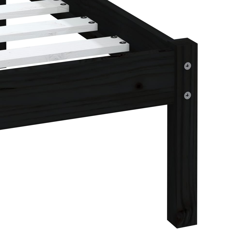 Cadre de lit sans matelas noir bois massif 100x200 cm - XIOS