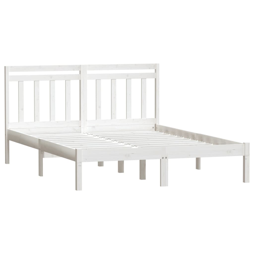 Cadre de lit sans matelas blanc bois massif 140x200 cm - XIOS