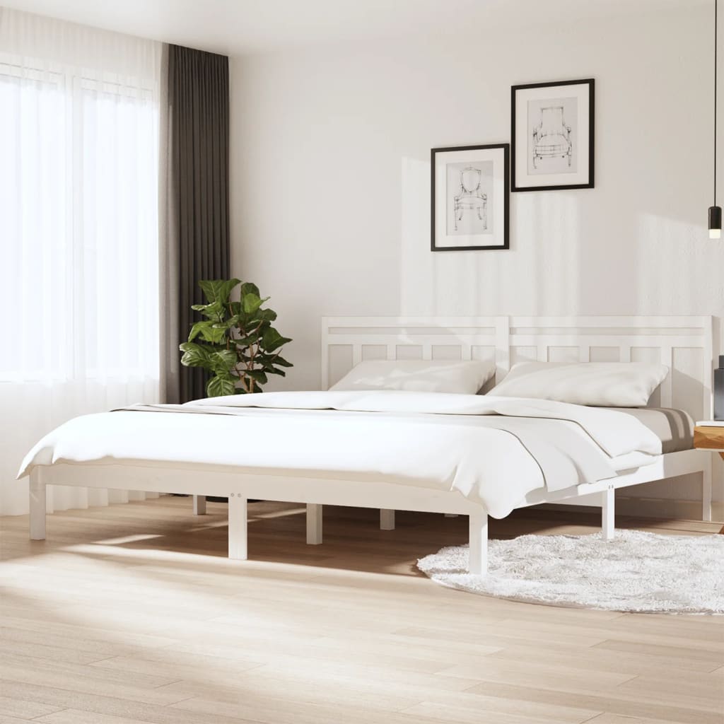 Cadre de lit sans matelas blanc bois massif 200x200 cm - XIOS