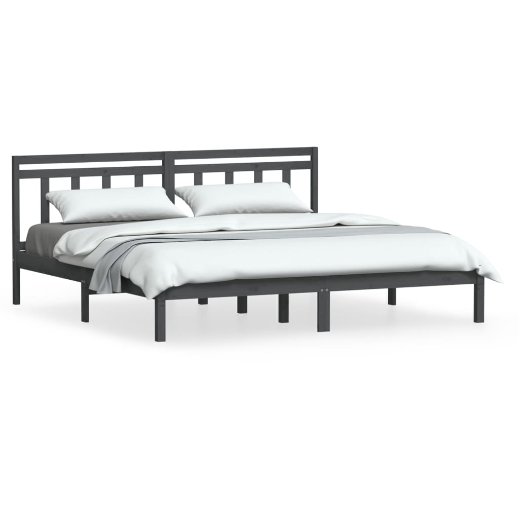 Cadre de lit sans matelas gris bois massif 200x200 cm - XIOS