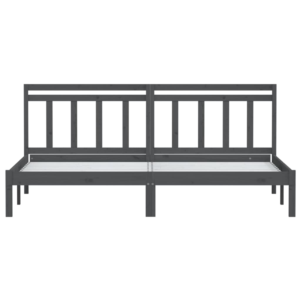 Cadre de lit sans matelas gris bois massif 200x200 cm - XIOS