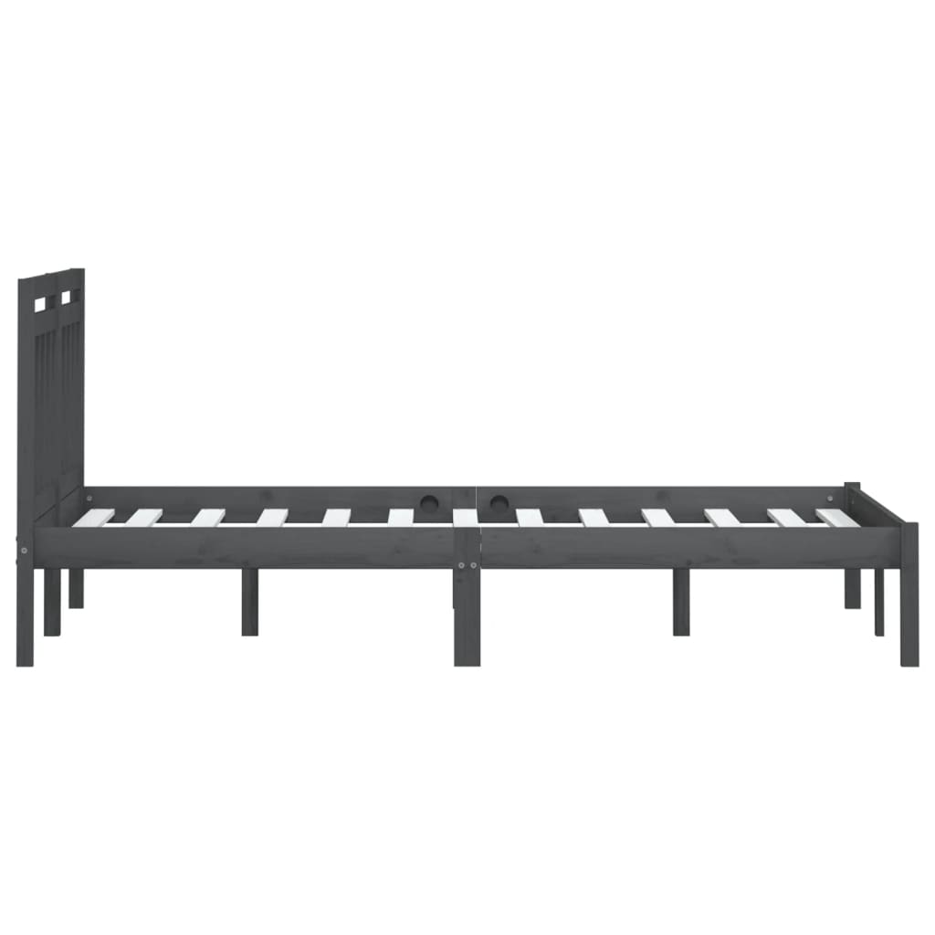Cadre de lit sans matelas gris bois massif 200x200 cm - XIOS