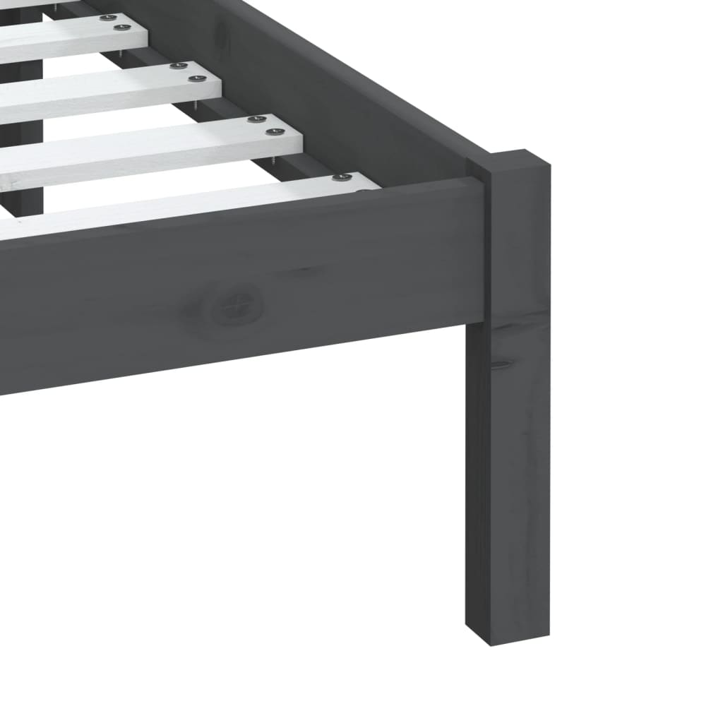 Cadre de lit sans matelas gris bois massif 200x200 cm - XIOS