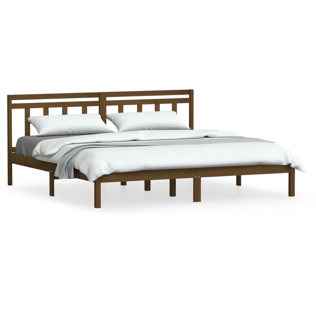 Cadre de lit sans matelas marron miel bois massif 200x200 cm - XIOS