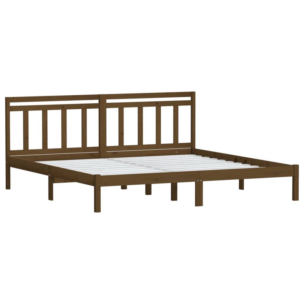 Cadre de lit sans matelas marron miel bois massif 200x200 cm - XIOS