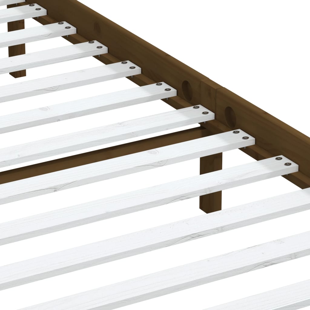 Cadre de lit sans matelas marron miel bois massif 200x200 cm - XIOS